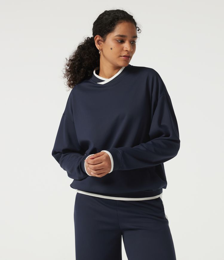 Mock Neck Long Sleeve Casual Pullover Sports Sweatshirt