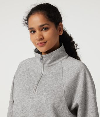 Mock Neck Long Sleeve Drawstring Casual Sweatshirt
