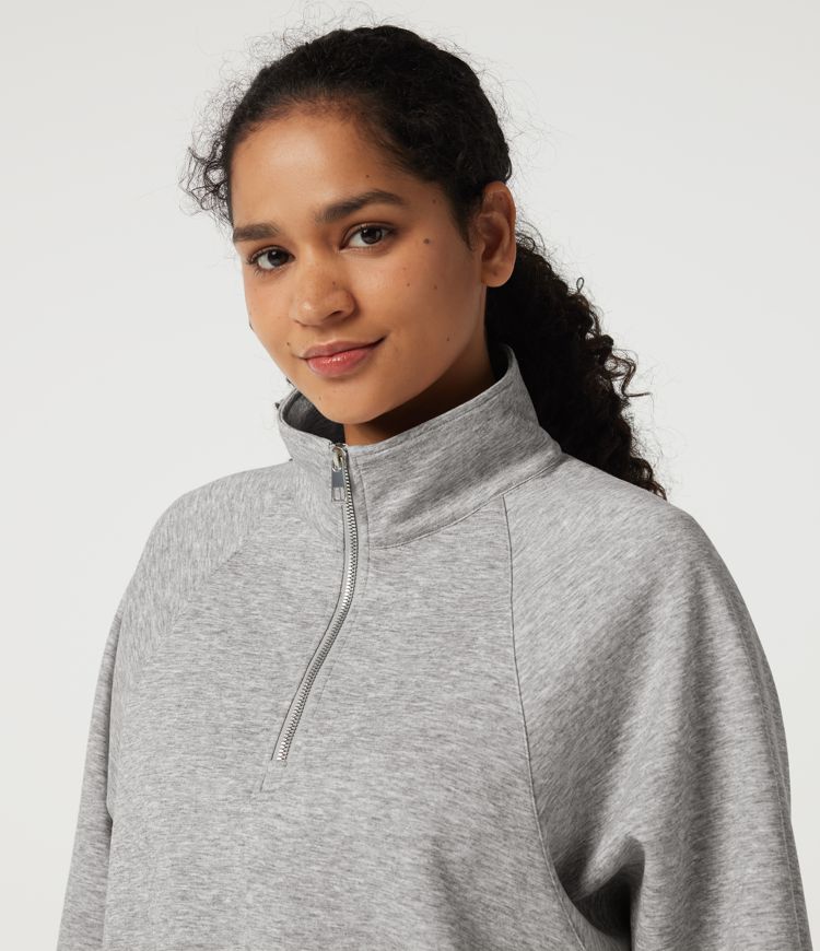 Mock Neck Long Sleeve Drawstring Casual Sweatshirt