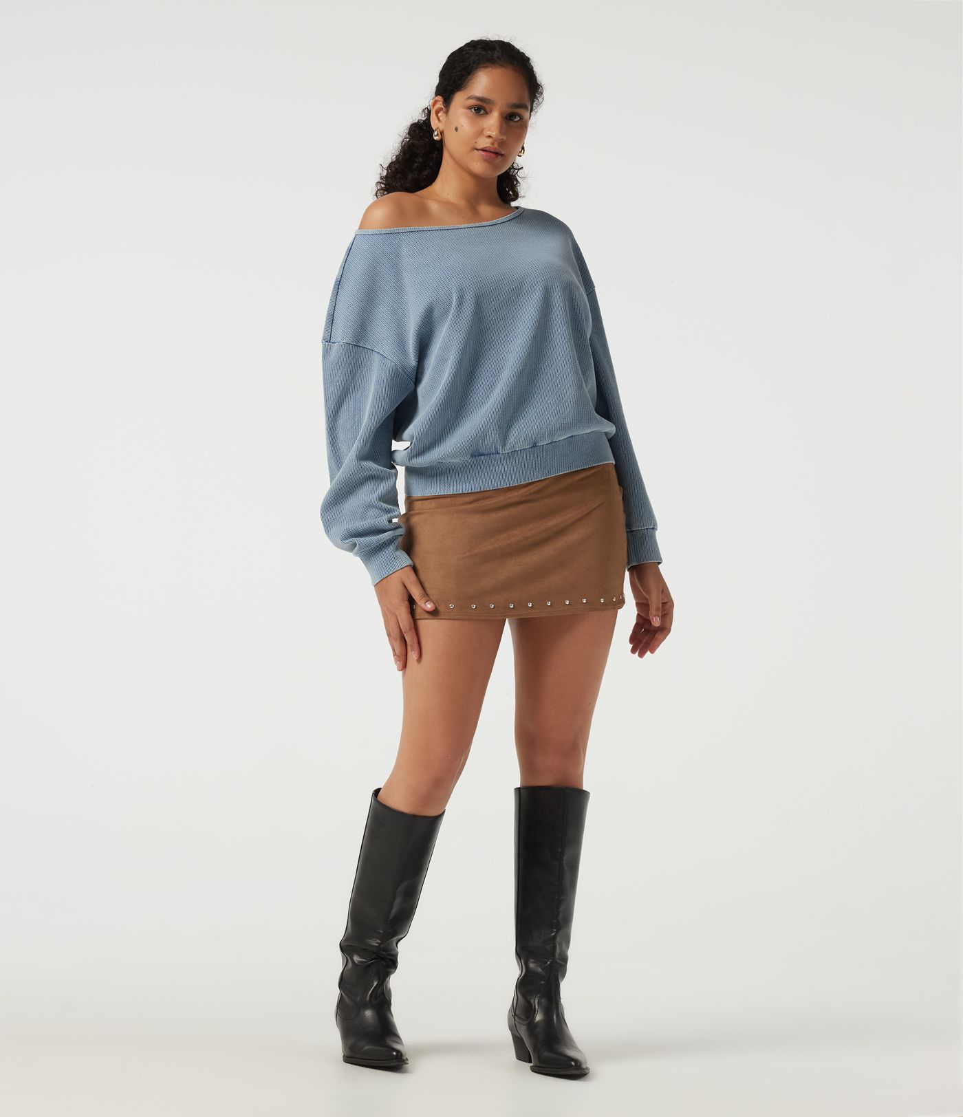 Boat Neck Batwing Long Sleeve Casual Sweatshirt Boat Neck Batwing Long Sleeve Casual Sweatshirt