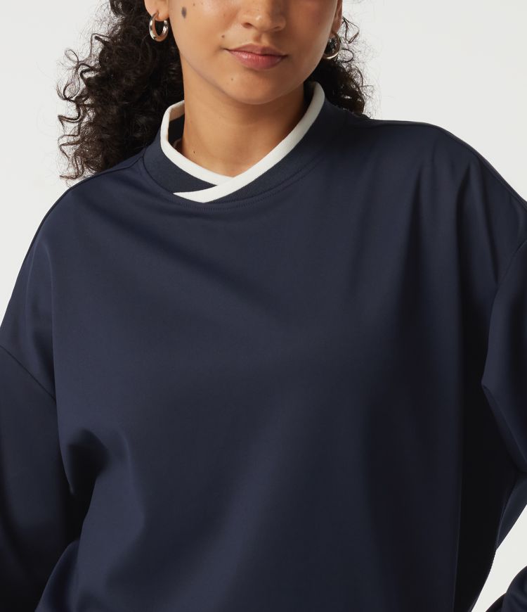 Mock Neck Long Sleeve Casual Pullover Sports Sweatshirt