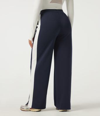 High Waisted Drawstring Straight Leg Color Block Casual Sweatpants with Pockets