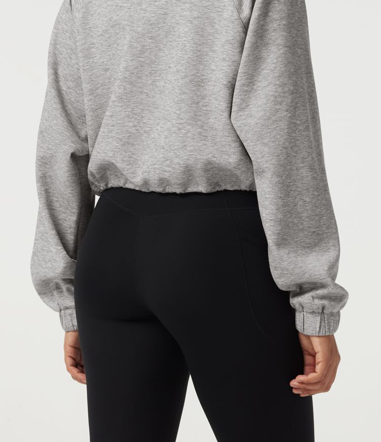 Mock Neck Long Sleeve Drawstring Casual Sweatshirt