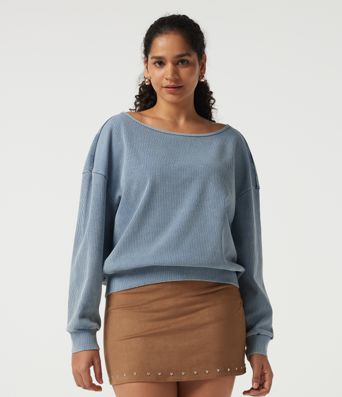 Boat Neck Batwing Long Sleeve Casual Sweatshirt Boat Neck Batwing Long Sleeve Casual Sweatshirt