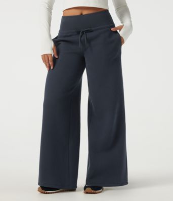 Mid Rise Drawstring Wide Leg Casual Sweatpants with Pockets Mid Rise Drawstring Wide Leg Casual Sweatpants with Pockets