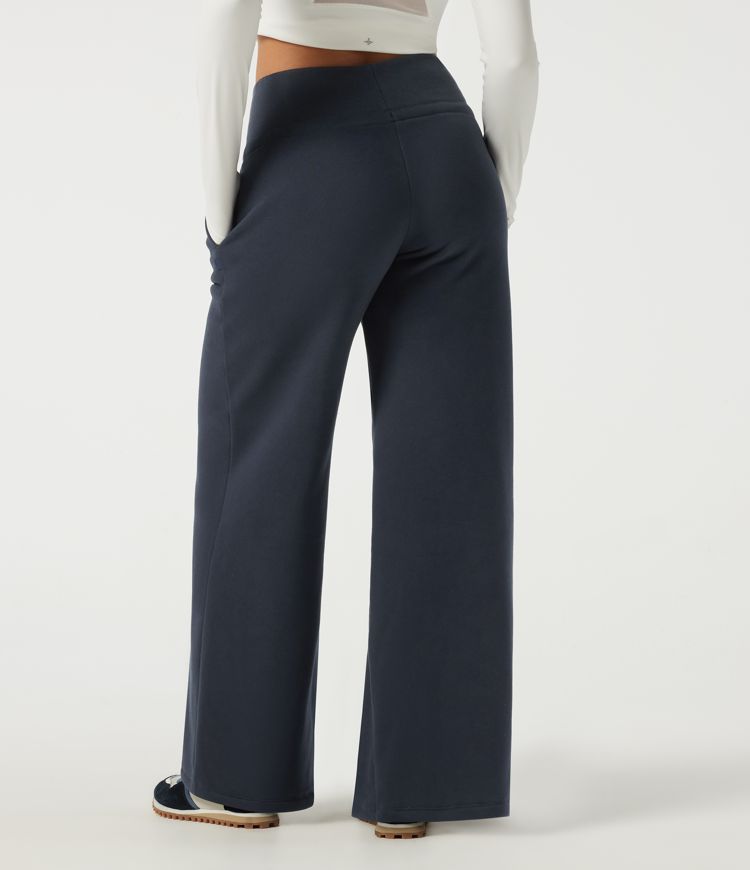 Mid Rise Drawstring Wide Leg Casual Sweatpants with Pockets Mid Rise Drawstring Wide Leg Casual Sweatpants with Pockets