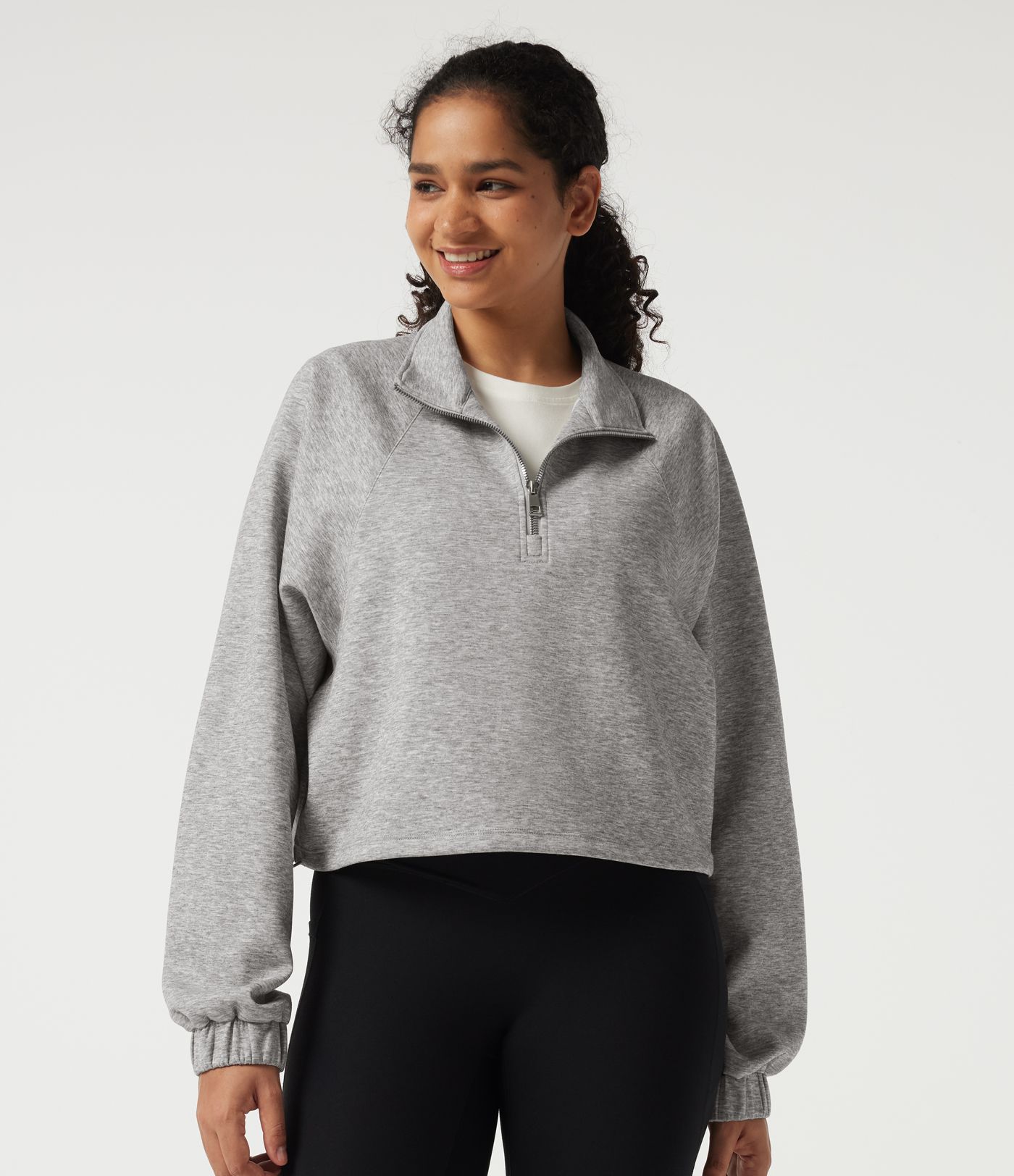 Mock Neck Long Sleeve Drawstring Casual Sweatshirt