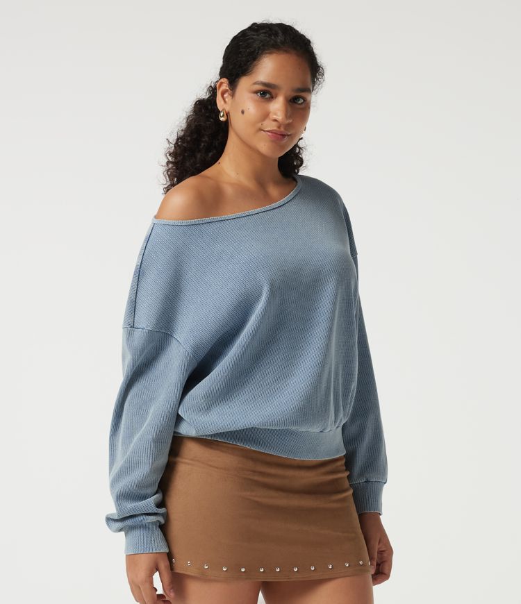 Boat Neck Batwing Long Sleeve Casual Sweatshirt Boat Neck Batwing Long Sleeve Casual Sweatshirt