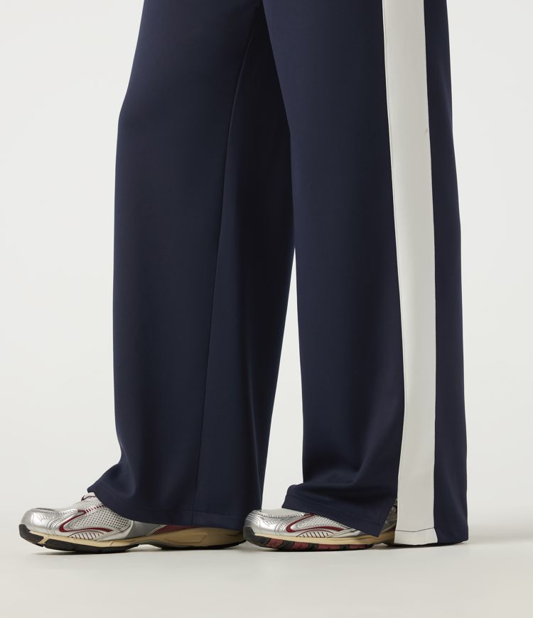 High Waisted Drawstring Straight Leg Color Block Casual Sweatpants with Pockets