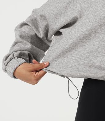 Mock Neck Long Sleeve Drawstring Casual Sweatshirt