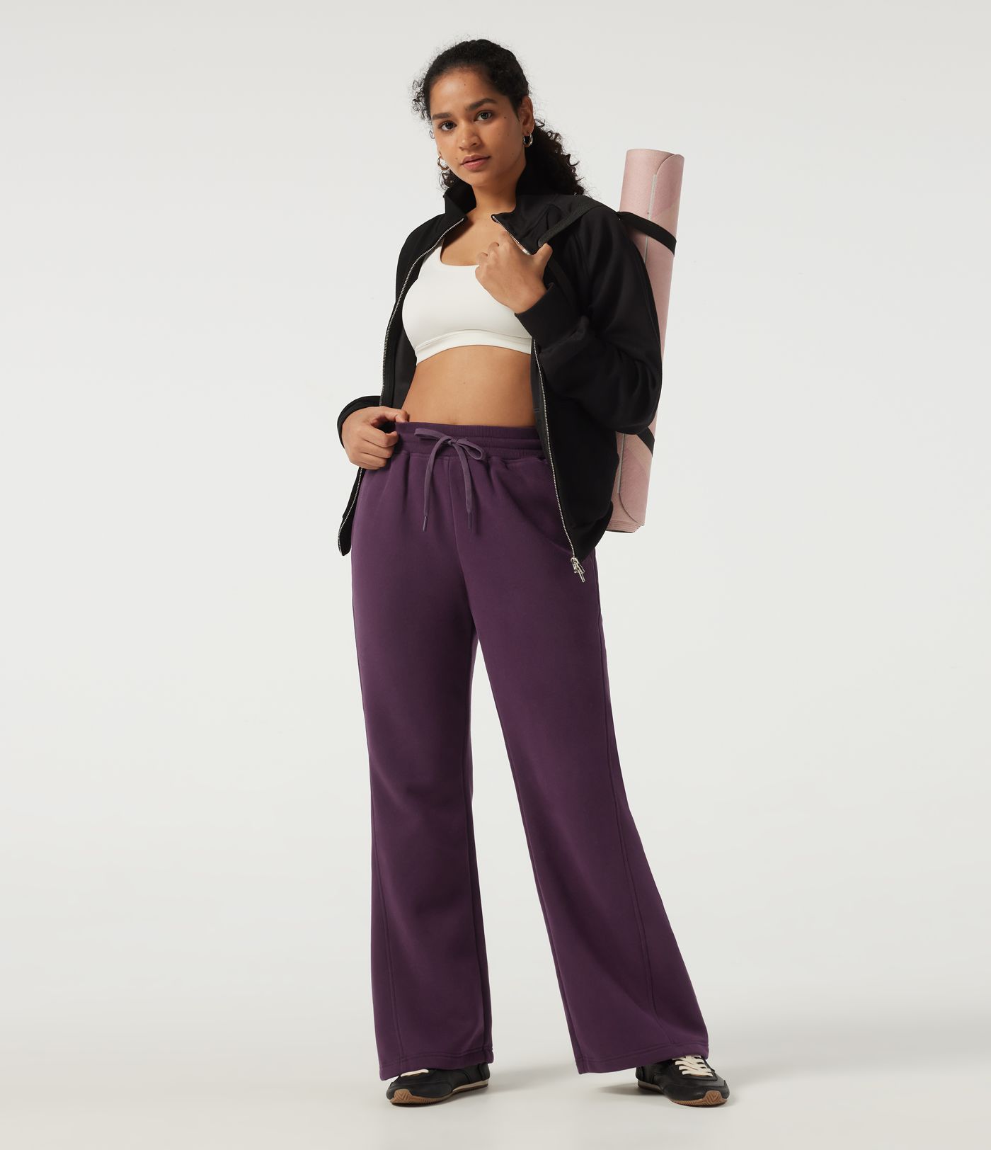 High Waisted Drawstring Baggy Fleece Casual Cotton Sweatpants with Pockets High Waisted Drawstring Baggy Fleece Casual Cotton Sweatpants with Pockets