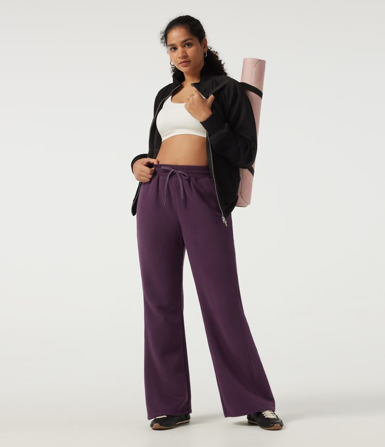 High Waisted Drawstring Baggy Fleece Casual Cotton Sweatpants with Pockets High Waisted Drawstring Baggy Fleece Casual Cotton Sweatpants with Pockets