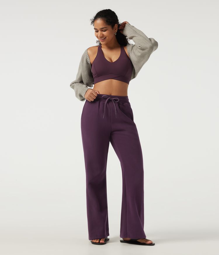 High Waisted Drawstring Baggy Fleece Casual Cotton Sweatpants with Pockets High Waisted Drawstring Baggy Fleece Casual Cotton Sweatpants with Pockets