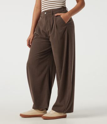 High Waisted Barrel Leg Corduroy Casual Pants with Pockets