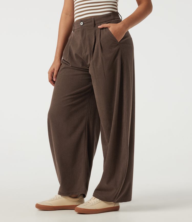 High Waisted Barrel Leg Corduroy Casual Pants with Pockets
