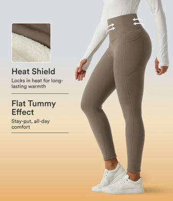 Halara UltraSculpt™ High Waisted Tummy Control Fleece Yoga Leggings with Pockets Halara UltraSculpt™ High Waisted Tummy Control Fleece Yoga Leggings with Pockets