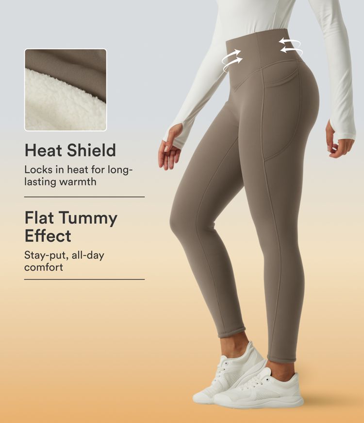 Halara UltraSculpt™ High Waisted Tummy Control Fleece Yoga Leggings with Pockets Halara UltraSculpt™ High Waisted Tummy Control Fleece Yoga Leggings with Pockets