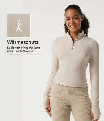 Lässige Fleece-Jacke mit Stehkragen und langen Ärmeln Lässige Fleece-Jacke mit Stehkragen und langen Ärmeln
