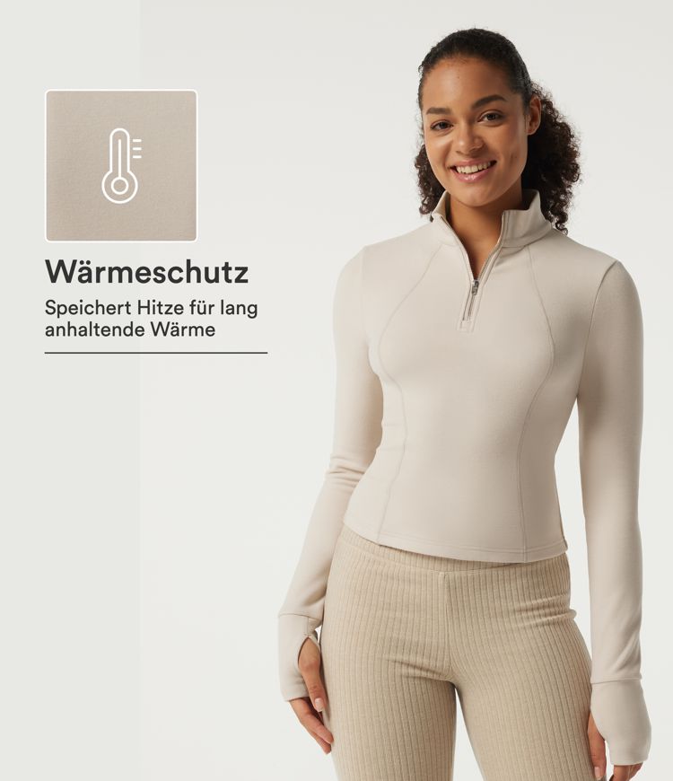 Lässige Fleece-Jacke mit Stehkragen und langen Ärmeln Lässige Fleece-Jacke mit Stehkragen und langen Ärmeln