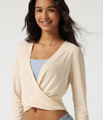 Deep V Neck Long Sleeve Casual T-Shirt