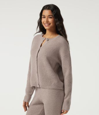 Round Neck Long Sleeve Lounge Cardigan