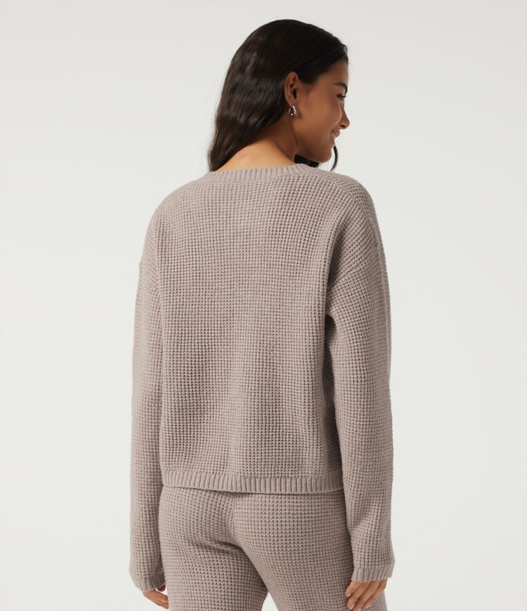 Round Neck Long Sleeve Lounge Cardigan
