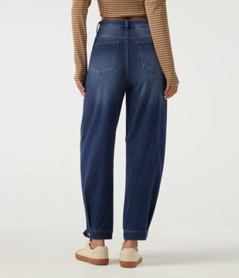 Halara Flex™ High Waisted Barrel Leg Casual Cotton Jeans with Pockets