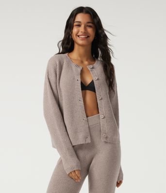 Round Neck Long Sleeve Lounge Cardigan