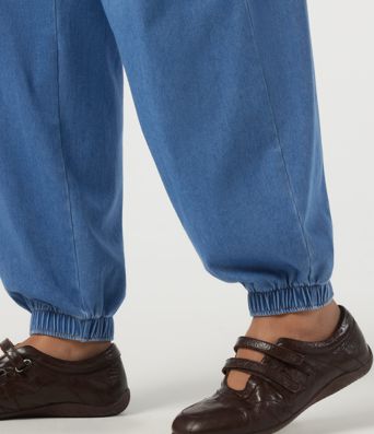 Halara Flex™ Mid Rise Drawstring Denim Casual Cotton Joggers with Pockets Halara Flex™ Mid Rise Drawstring Denim Casual Cotton Joggers with Pockets