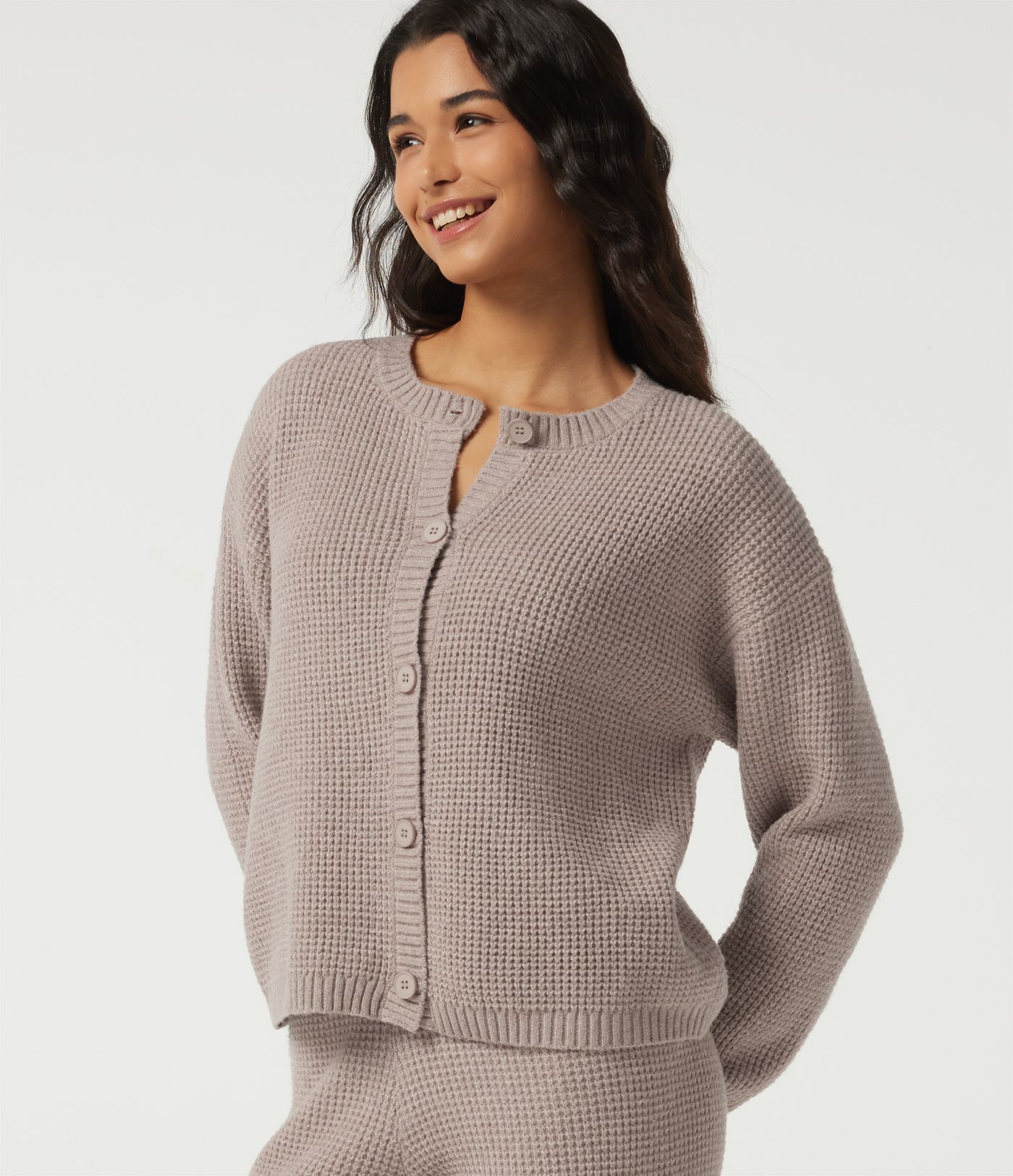 Round Neck Long Sleeve Lounge Cardigan