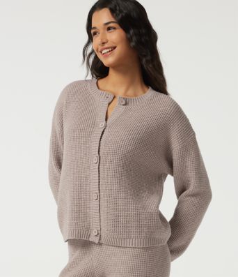 Round Neck Long Sleeve Lounge Cardigan