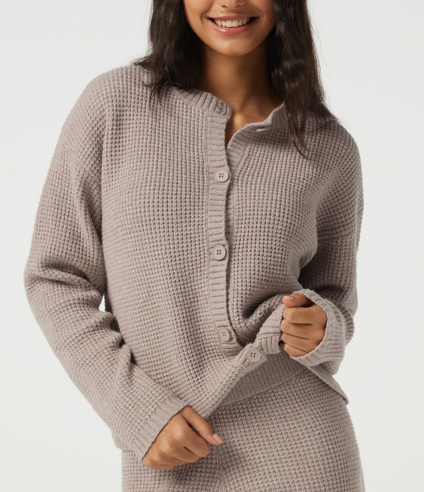 Round Neck Long Sleeve Lounge Cardigan