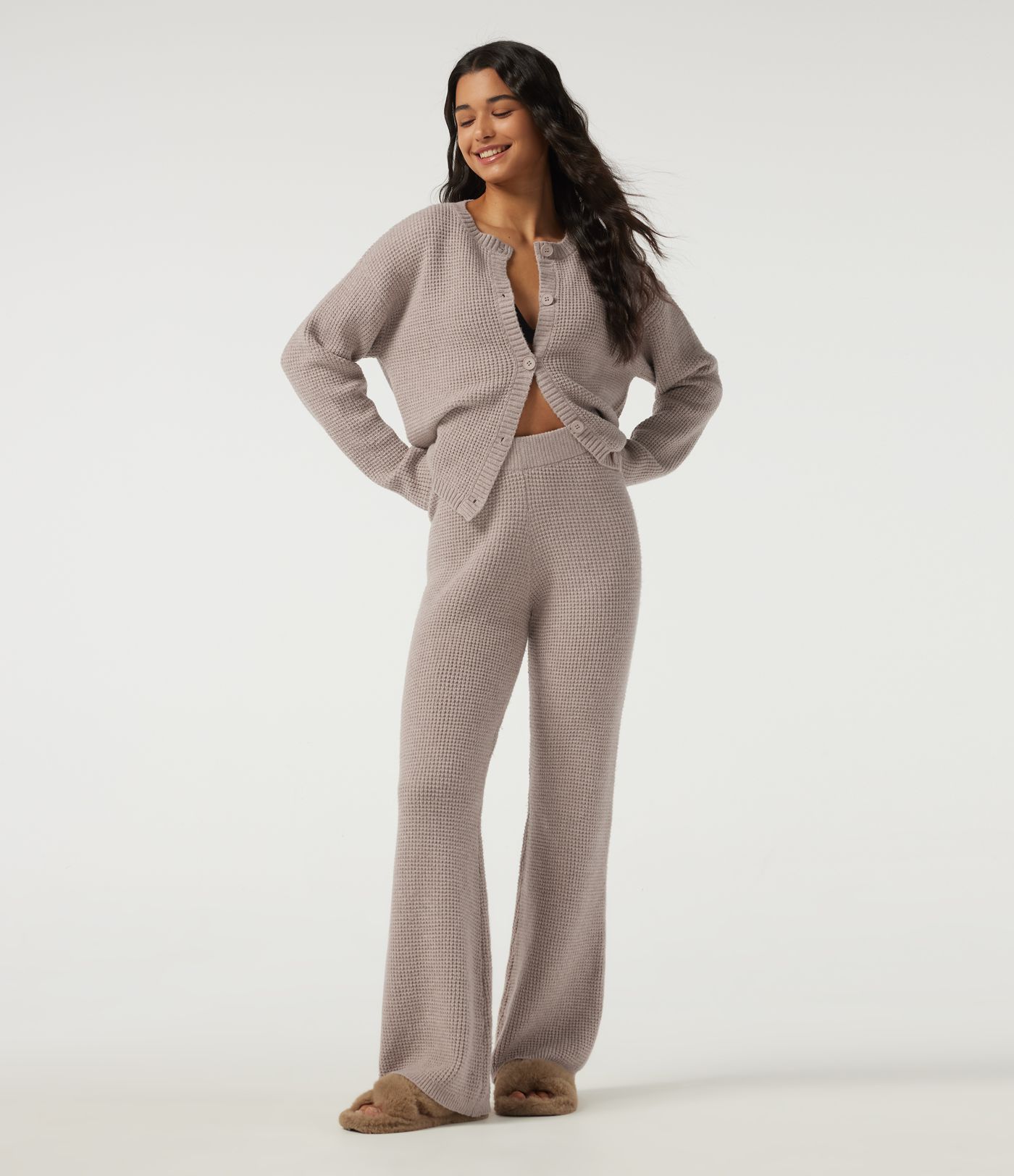 Round Neck Long Sleeve Lounge Cardigan