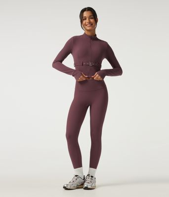 Halara UltraSculpt™ veste de yoga pour silhouettes courbes, col montant, manches longues et ceinture à boucle