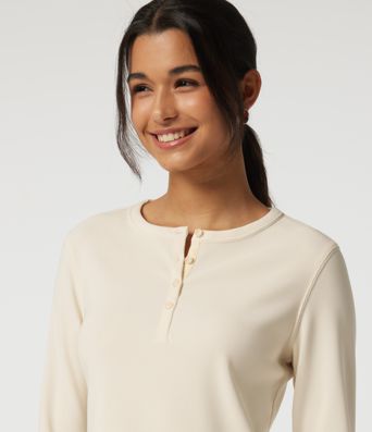 Henley Neck Long Sleeve Yoga Sports Top