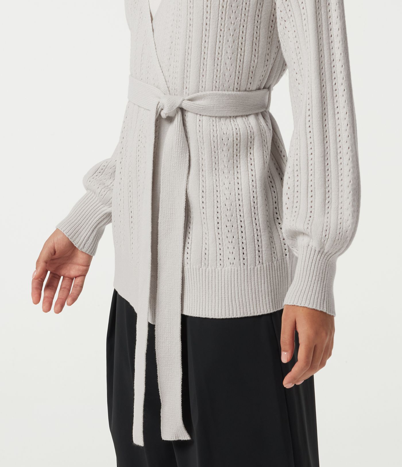 V Neck Long Sleeve Belted Casual Cardigan