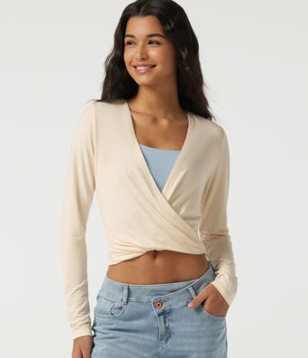 Deep V Neck Long Sleeve Casual T-Shirt