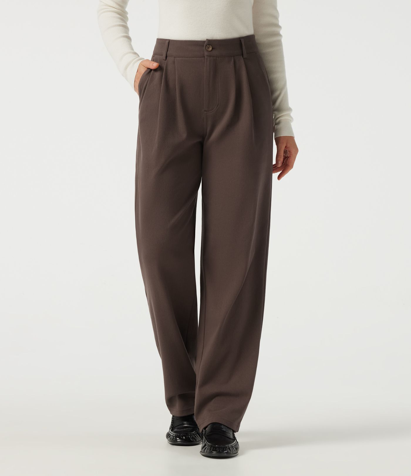 Mid Rise Straight Leg Work Cotton Pants with Pockets Mid Rise Straight Leg Work Cotton Pants with Pockets