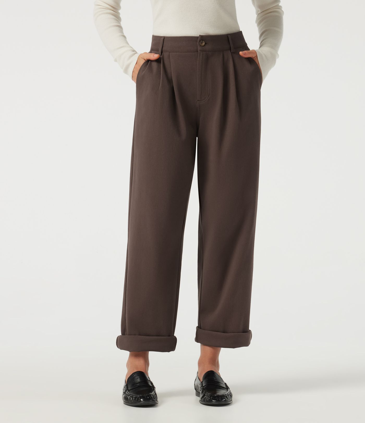 Mid Rise Straight Leg Work Cotton Pants with Pockets Mid Rise Straight Leg Work Cotton Pants with Pockets