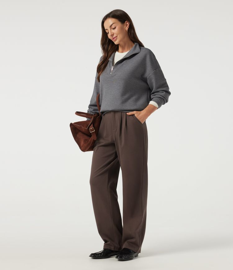 Mid Rise Straight Leg Work Cotton Pants with Pockets Mid Rise Straight Leg Work Cotton Pants with Pockets