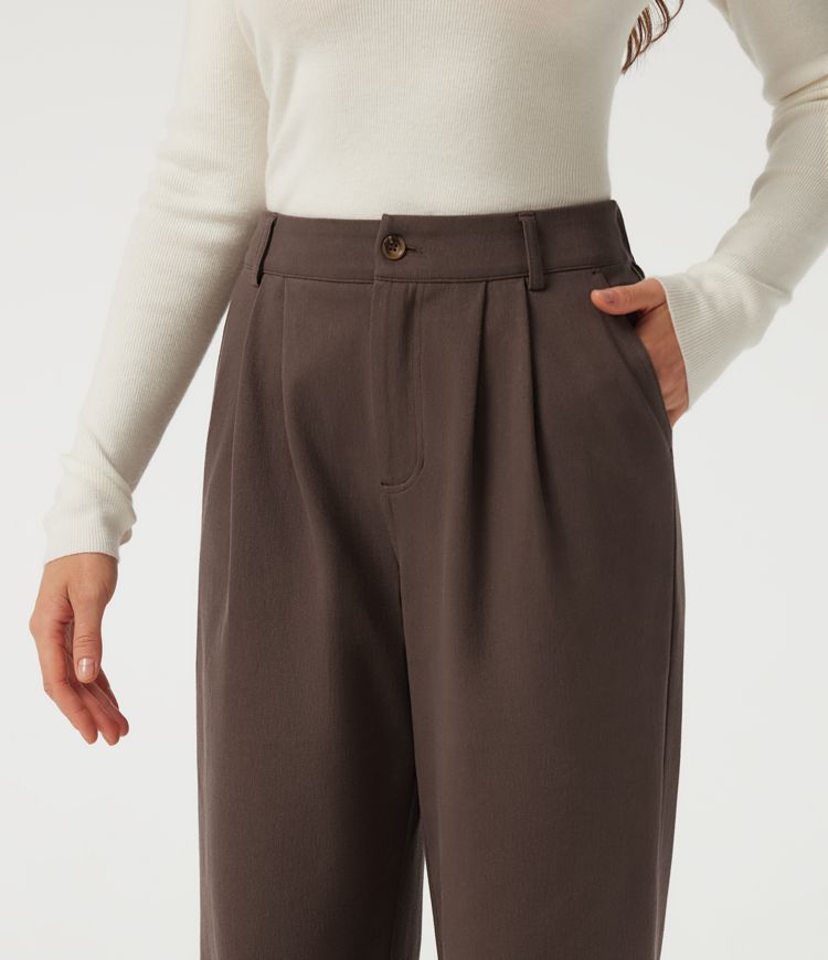 Mid Rise Straight Leg Work Cotton Pants with Pockets Mid Rise Straight Leg Work Cotton Pants with Pockets