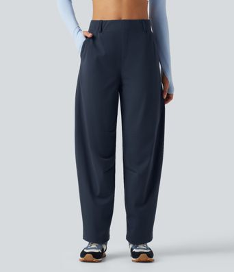 DayStretch Cepli Yüksek Bel Varil Paça Dans Pantolonu DayStretch Cepli Yüksek Bel Varil Paça Dans Pantolonu