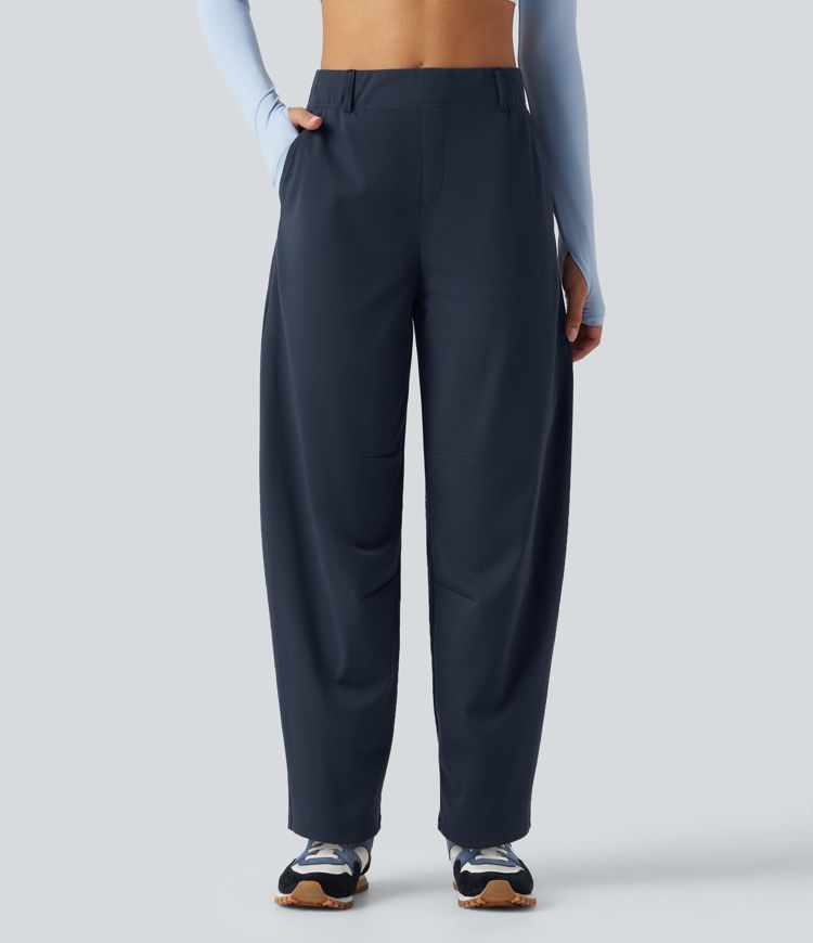 DayStretch Cepli Yüksek Bel Varil Paça Dans Pantolonu DayStretch Cepli Yüksek Bel Varil Paça Dans Pantolonu