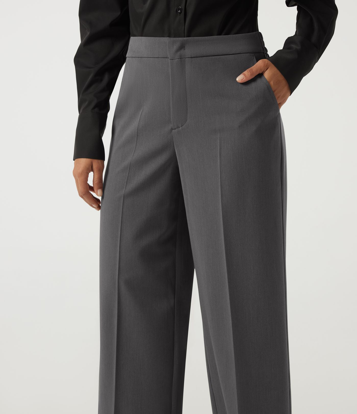 Mid Rise Straight Leg Work Pants with Pockets