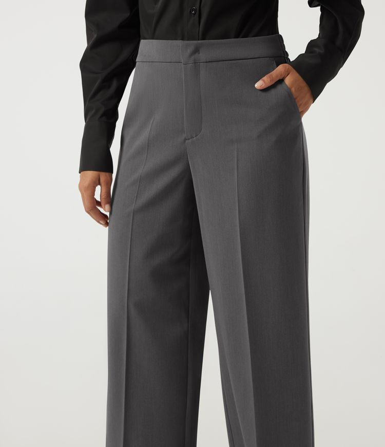 Mid Rise Straight Leg Work Pants with Pockets