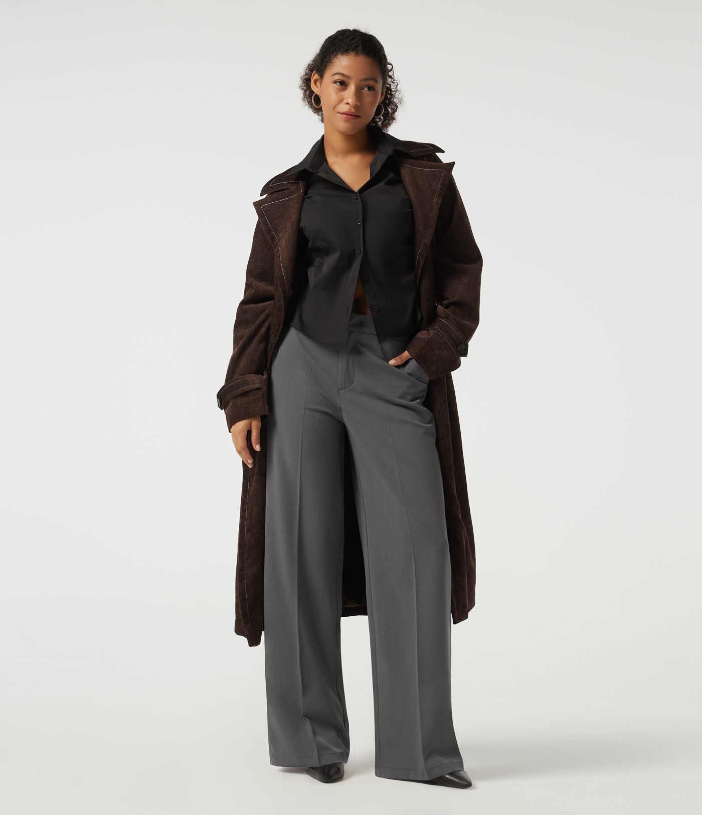 Mid Rise Straight Leg Work Pants with Pockets