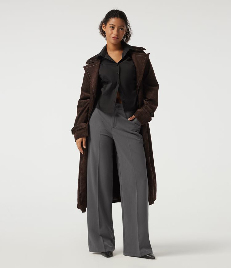Mid Rise Straight Leg Work Pants with Pockets