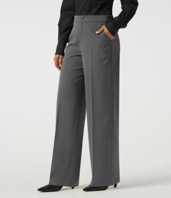 Mid Rise Straight Leg Work Pants with Pockets