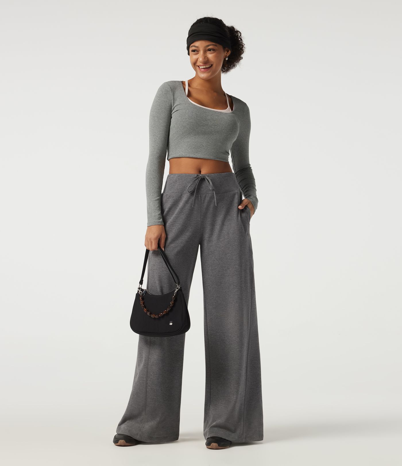 Mid Rise Drawstring Baggy Quick Dry Casual Sweatpants with Pockets Mid Rise Drawstring Baggy Quick Dry Casual Sweatpants with Pockets