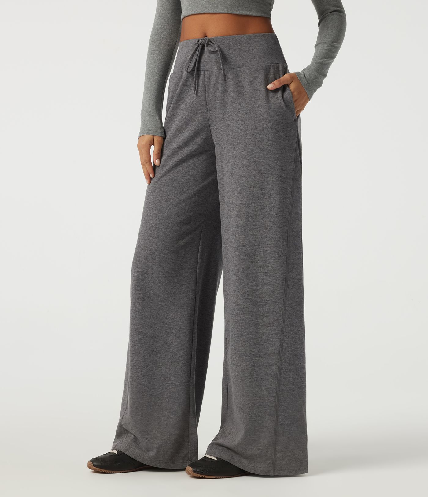 Mid Rise Drawstring Baggy Quick Dry Casual Sweatpants with Pockets Mid Rise Drawstring Baggy Quick Dry Casual Sweatpants with Pockets